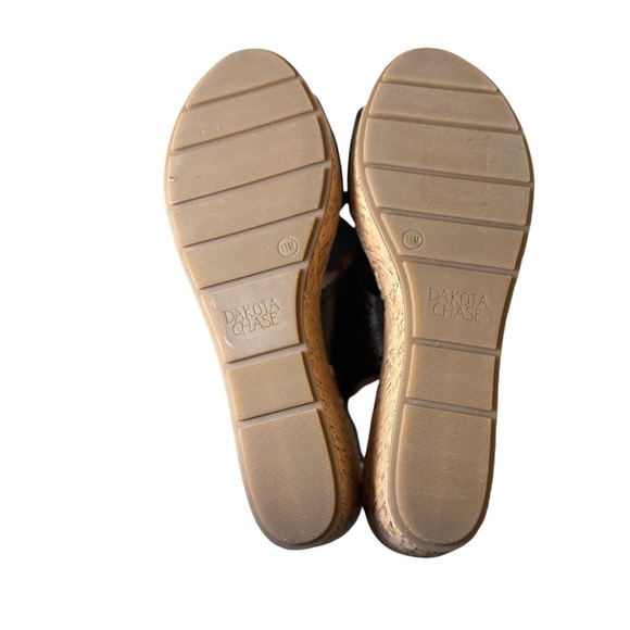 Dakota Chase Sandals Womens 11M Nineth Cross Strap Cork Wedge Snakeskin Black - Picture 7 of 11